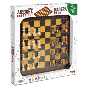 TABLERO AJEDREZ CON ACC DE MADERA